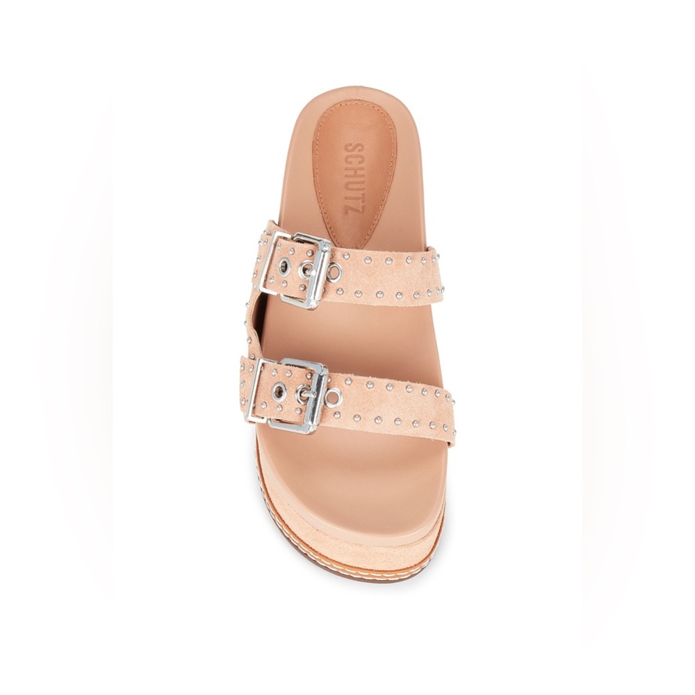 Schutz x Revolve Sirah Flatform Slide in True Beige - Women Size 9